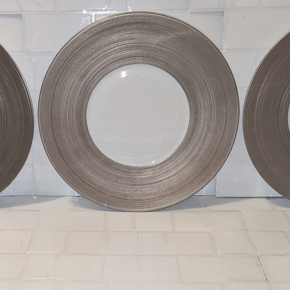 J.L. Coquet Hemisphere Platinum Limoges Dinner Plates New 3